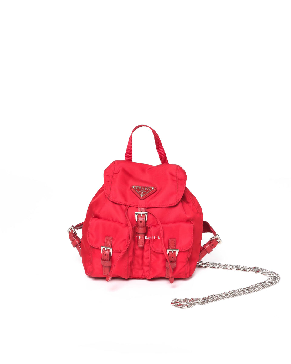 Prada Red Nylon Mini Backpack Bag Designer Brand Authentic
