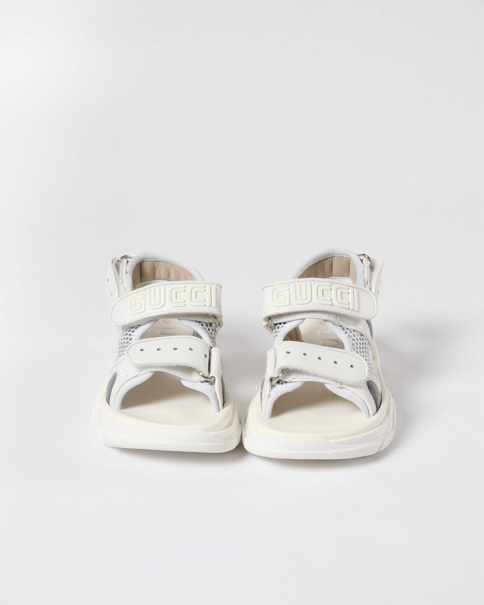 Gucci White Leather and Mesh Kids Sandals Size 28 | Designer