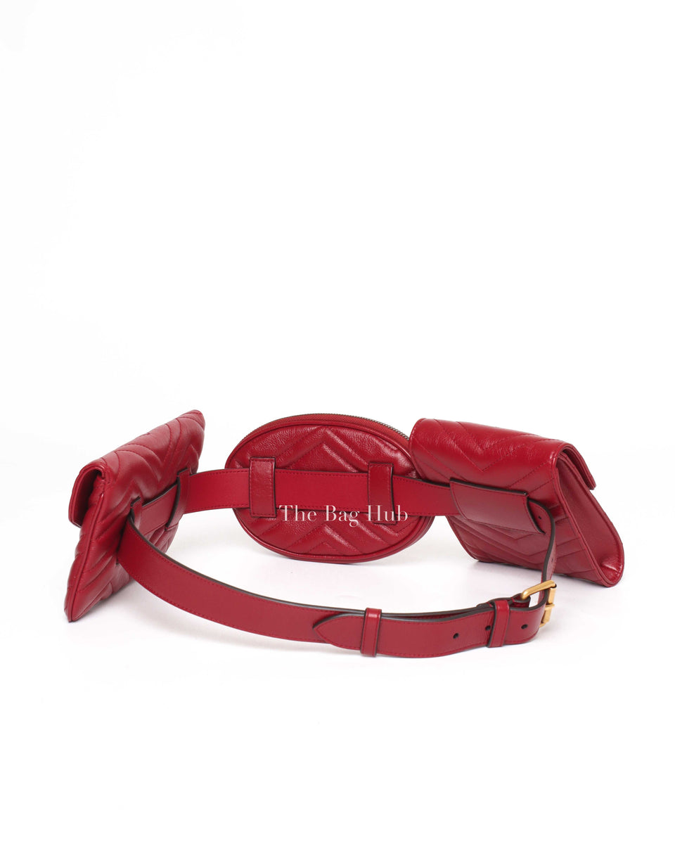 Luxe Leisure Red GG Quilted Belt Bag Shop Gucci GG Marmont Leather Belt Bag in Red | Hypebae main image 2