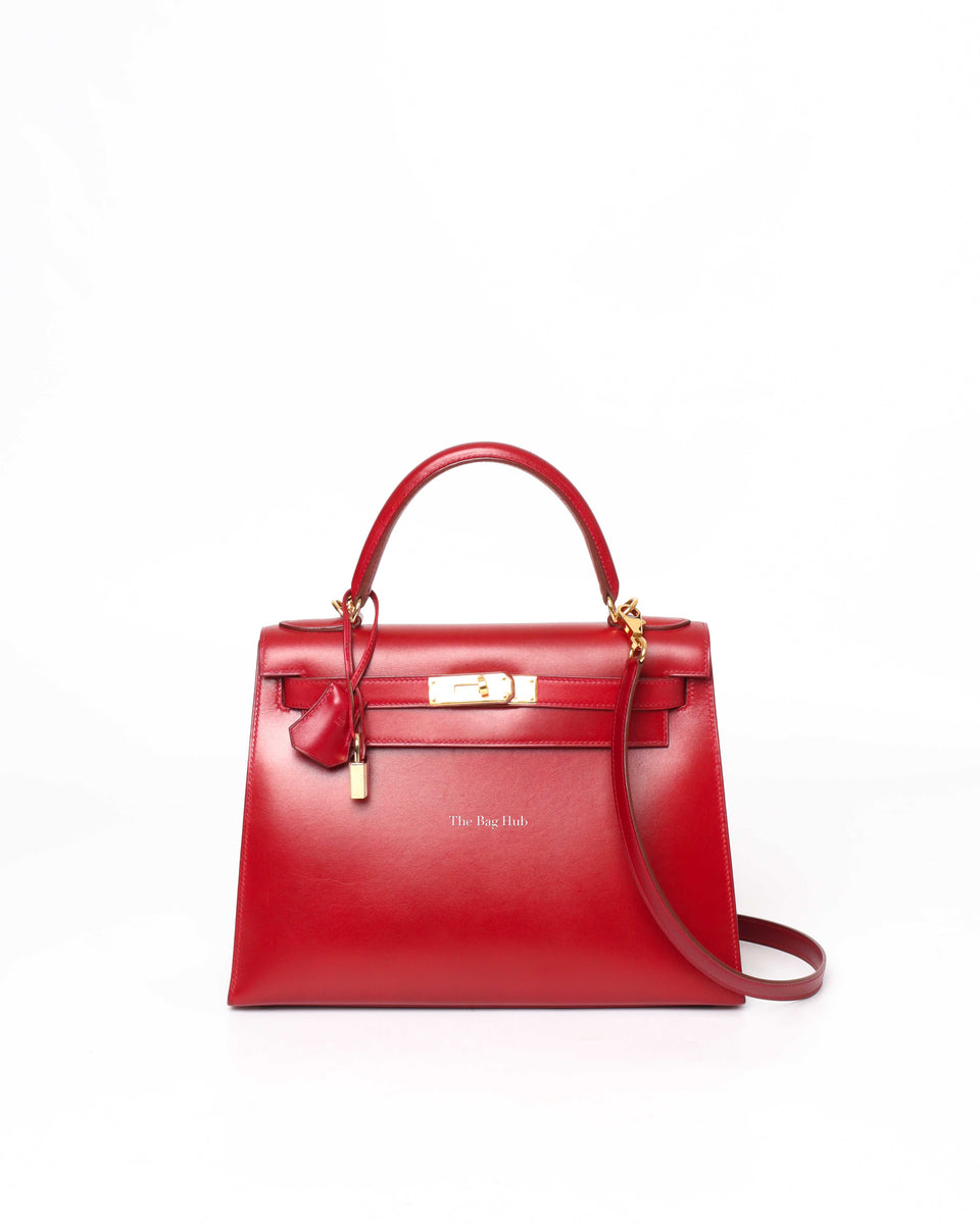 Hermes Rouge Vif Box Leather Kelly 28 GHW | Designer Brand
