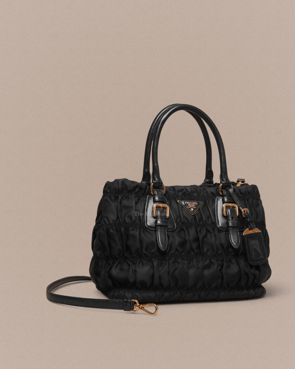 Prada Nero Tessuto Gaufre Shoulder Bag 1BG868 | Designer Brand