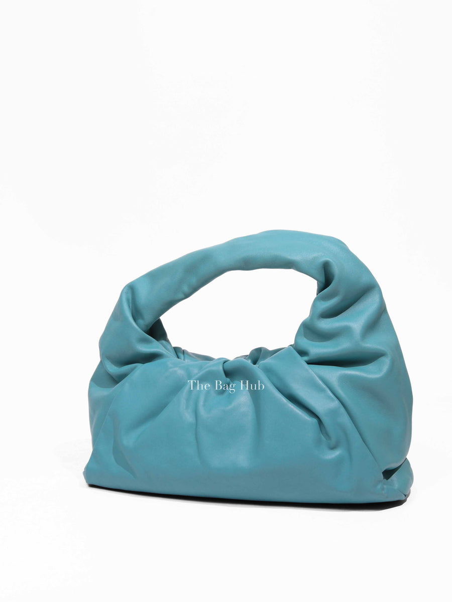 Bottega Veneta Teal Blue Leather The Pouch Shoulder Bag | Designer