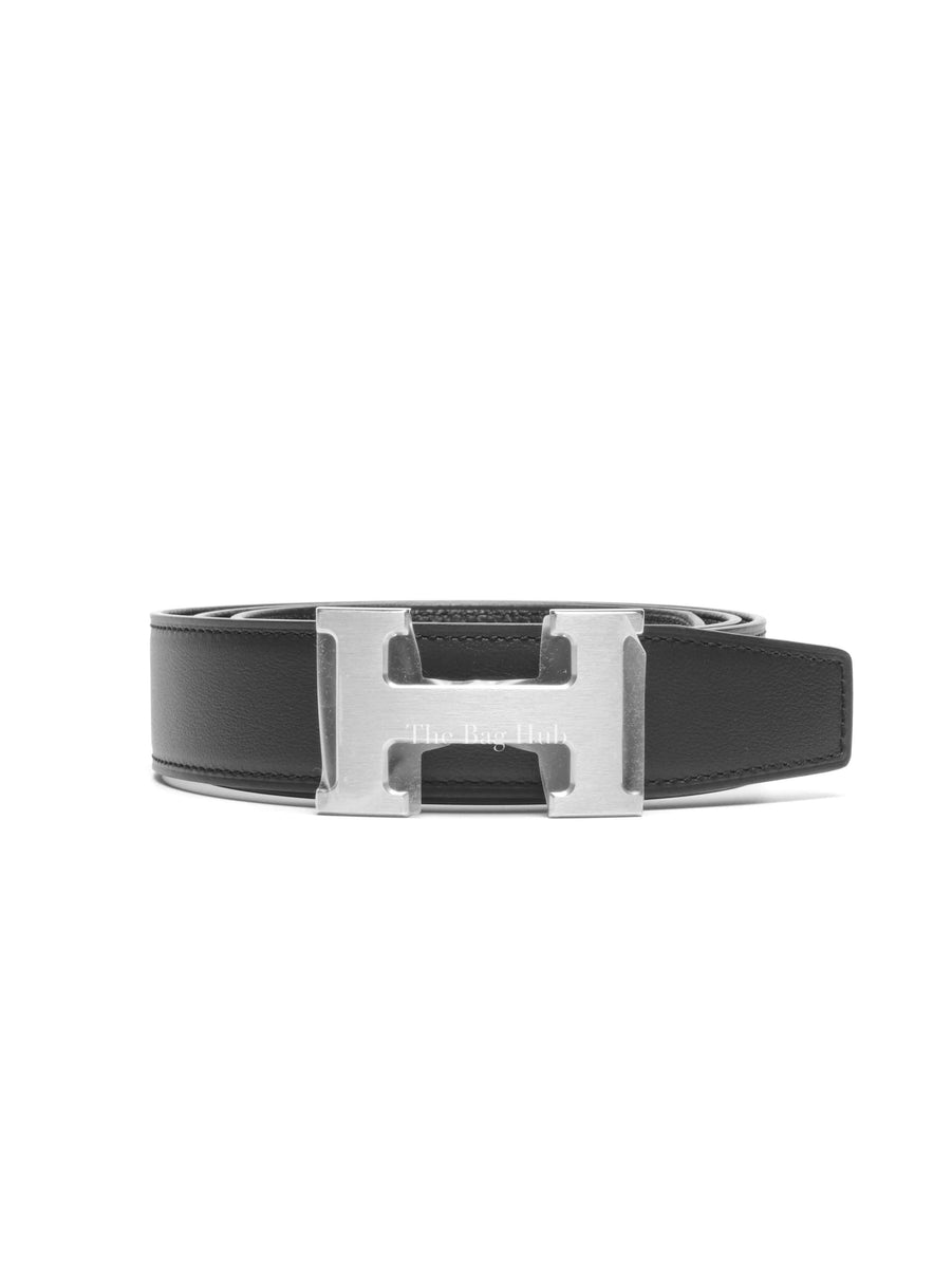 Hermes Noir/Noir Leather H Buckle Reversible Belt 32mm SHW 90cm