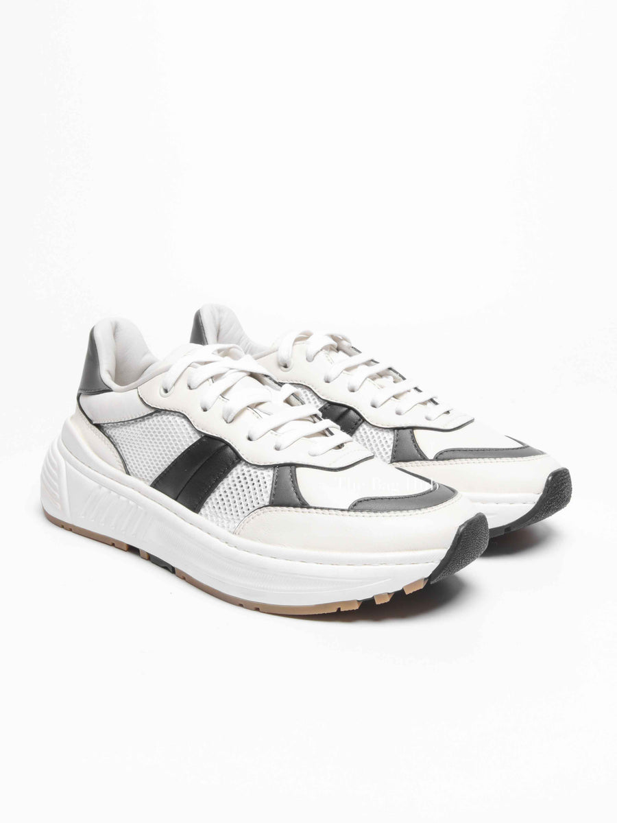Bottega Veneta Black/White/Grey Leather/Mesh Speedster  display picture 2