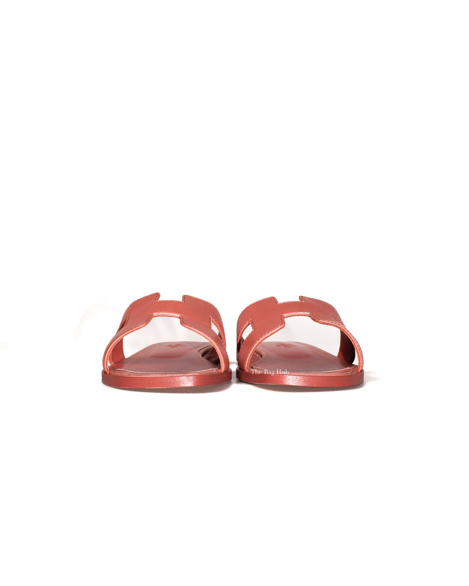 Hermes Oran Sandal Rouge Blush Chevre 37 – Mightychic