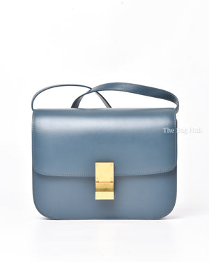 Celine Prussian Blue Liege Calfskin Teen Classic Box Flap Bag-2
