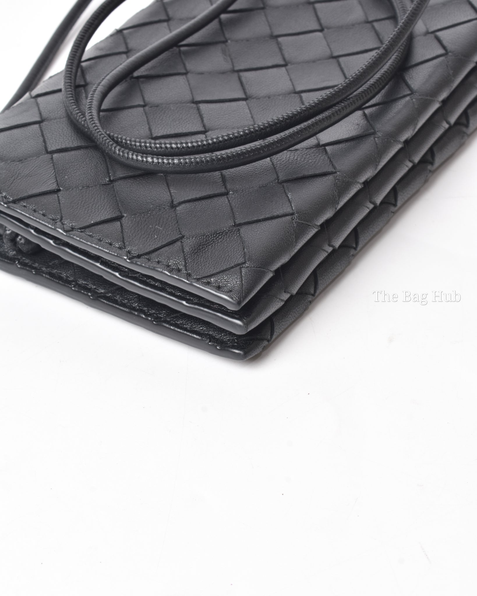Bottega Veneta Black Intrecciato Wallet on Strap-9