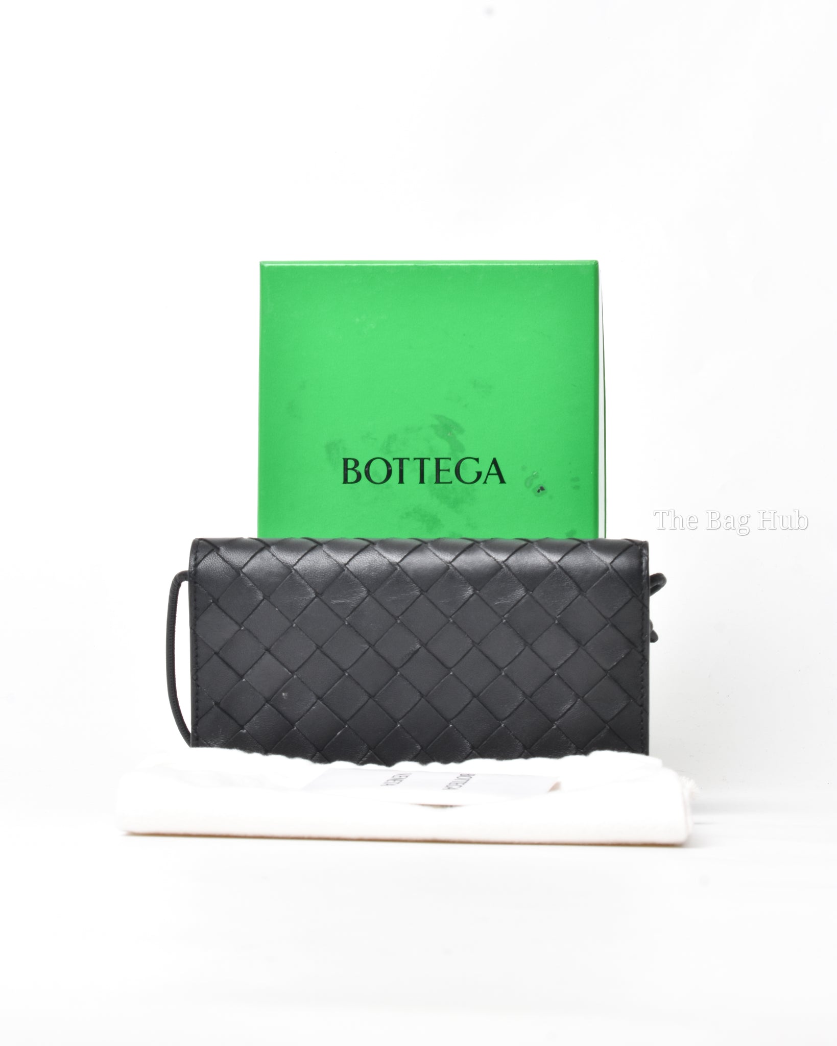 Bottega Veneta Black Intrecciato Wallet on Strap-11