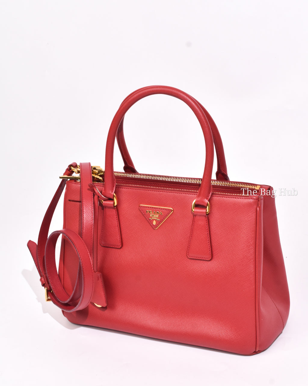 Prada Fuoco Saffiano Lux Galleria Double Zip Tote Bag BN2863-1