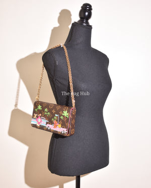 Louis Vuitton Monogram Christmas Animation Hollywood Felicie Pochette Chain Wallet