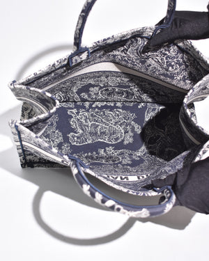 Dior Blue/Ecru Toile De Jouy Reverse Embroidery Large Book Tote