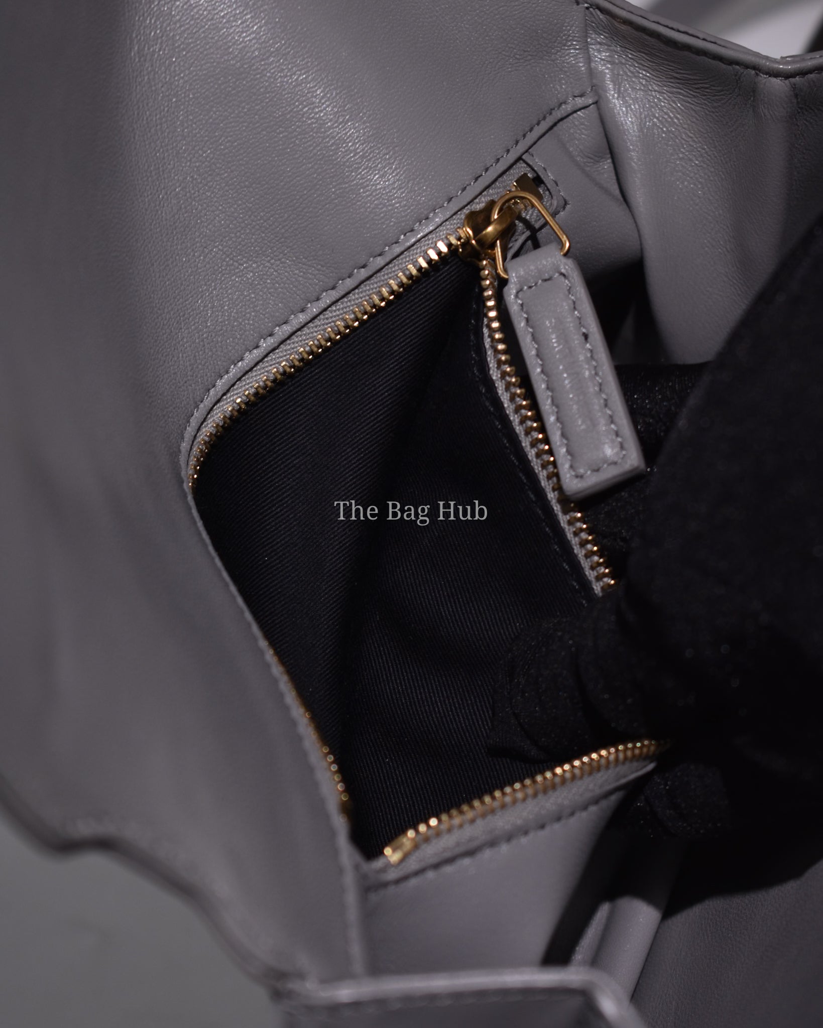 Saint Laurent Gray Leather Le Maillon Crossbody Bag