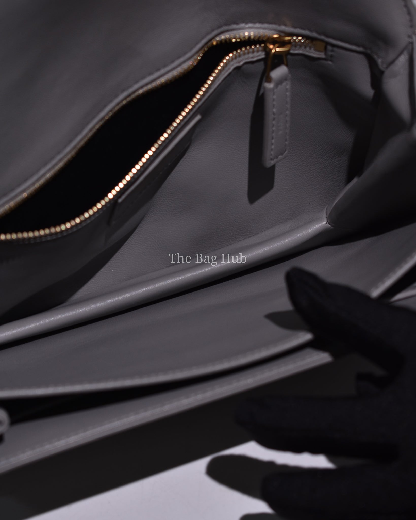 Saint Laurent Gray Leather Le Maillon Crossbody Bag
