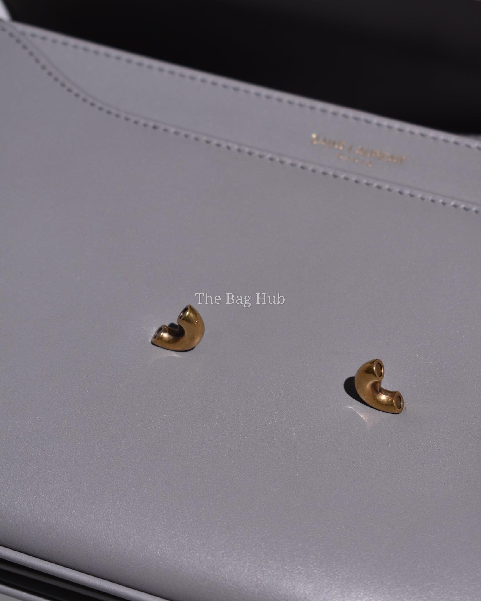 Saint Laurent Gray Leather Le Maillon Crossbody Bag