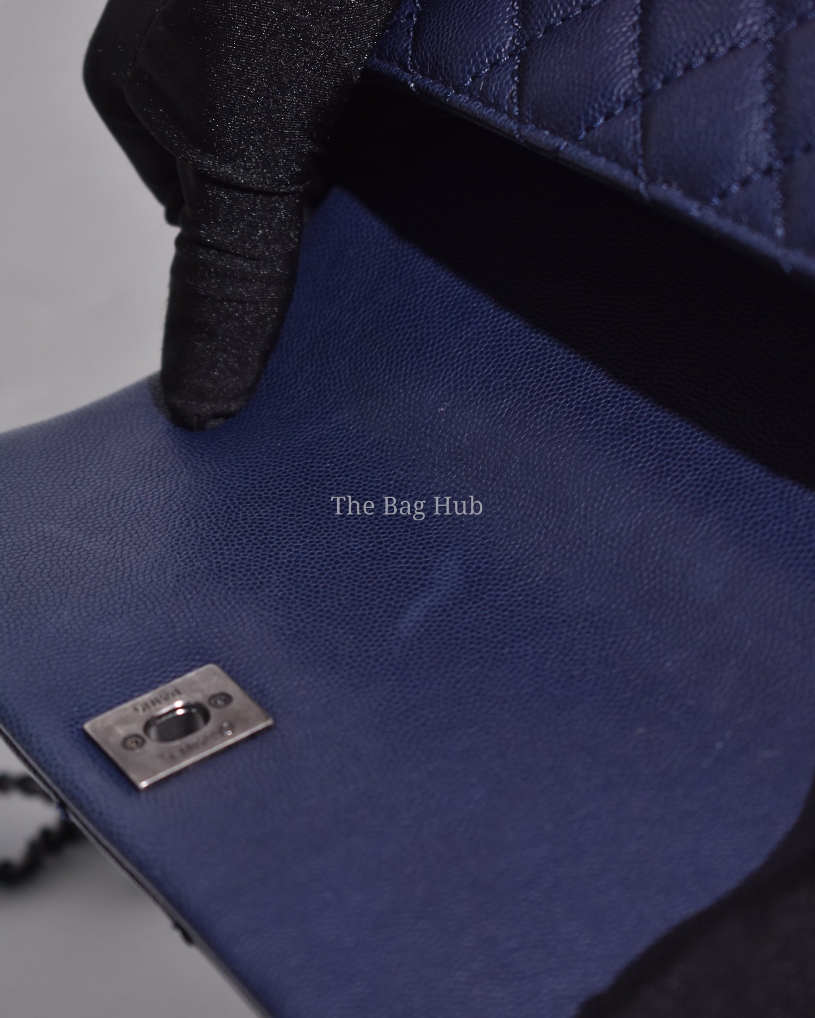 Chanel Navy Blue Quilted Caviar Mini Coco Handle Flap Bag RHW