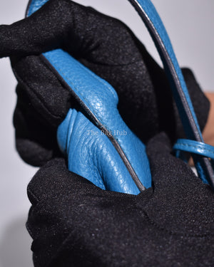 Hermes Blue Clemence Leather Victoria II 35 Bag
