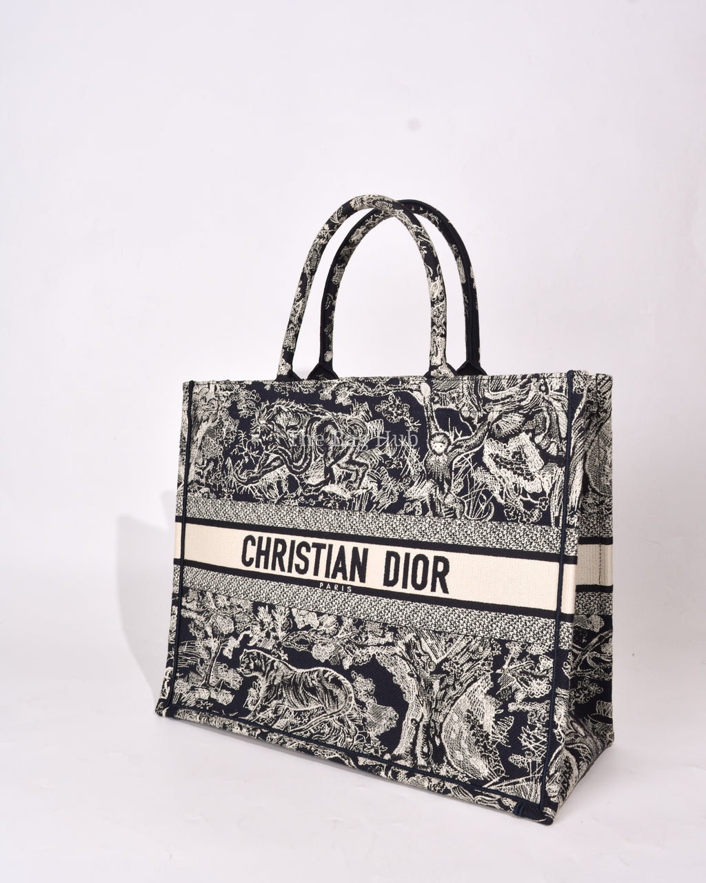 Dior Blue/Ecru Toile De Jouy Reverse Embroidery Large Book Tote