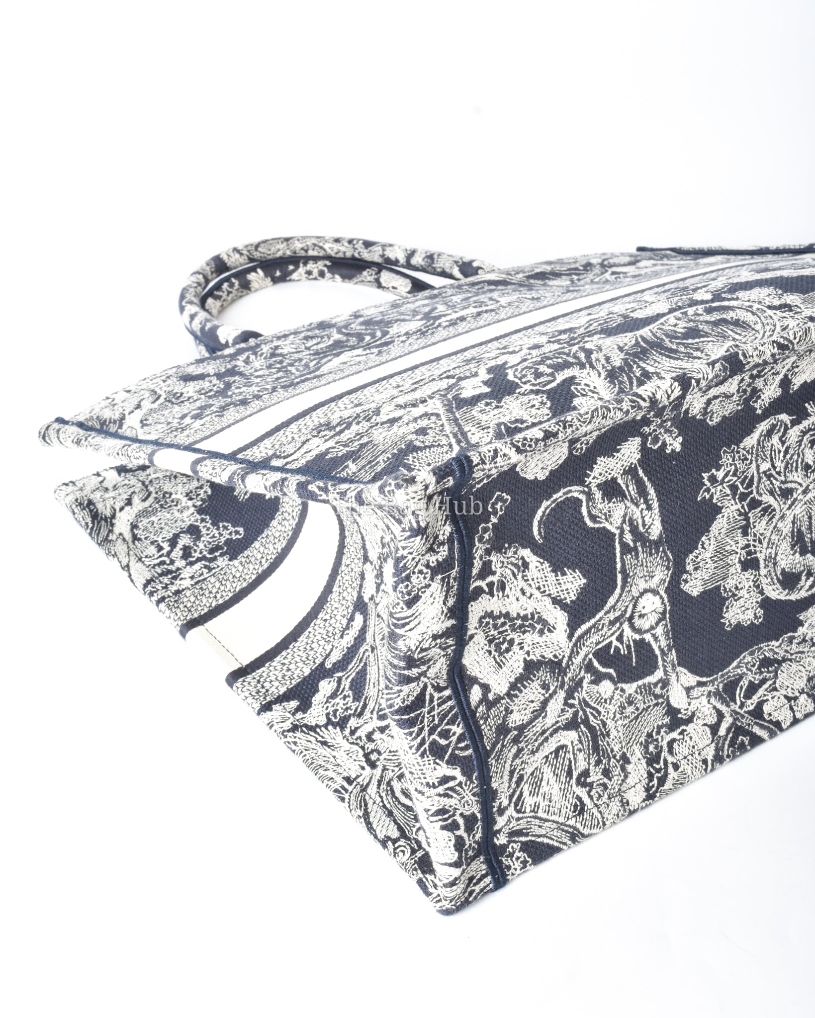Dior Blue/Ecru Toile De Jouy Reverse Embroidery Large Book Tote