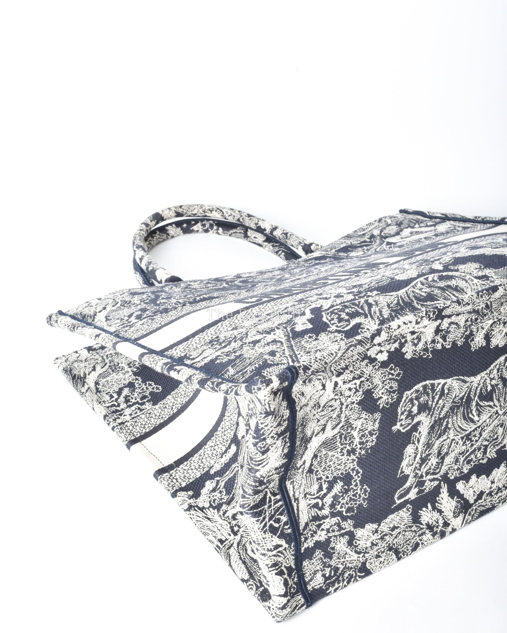 Dior Blue/Ecru Toile De Jouy Reverse Embroidery Large Book Tote