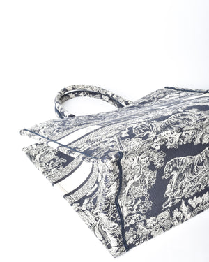 Dior Blue/Ecru Toile De Jouy Reverse Embroidery Large Book Tote