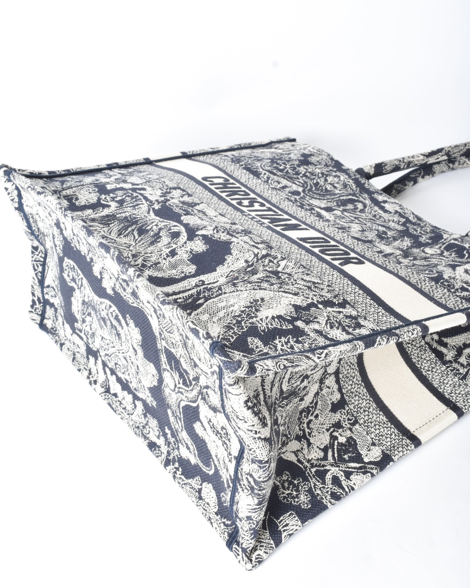 Dior Blue/Ecru Toile De Jouy Reverse Embroidery Large Book Tote