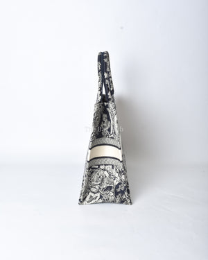 Dior Blue/Ecru Toile De Jouy Reverse Embroidery Large Book Tote
