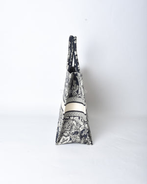 Dior Blue/Ecru Toile De Jouy Reverse Embroidery Large Book Tote