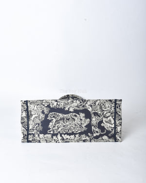 Dior Blue/Ecru Toile De Jouy Reverse Embroidery Large Book Tote