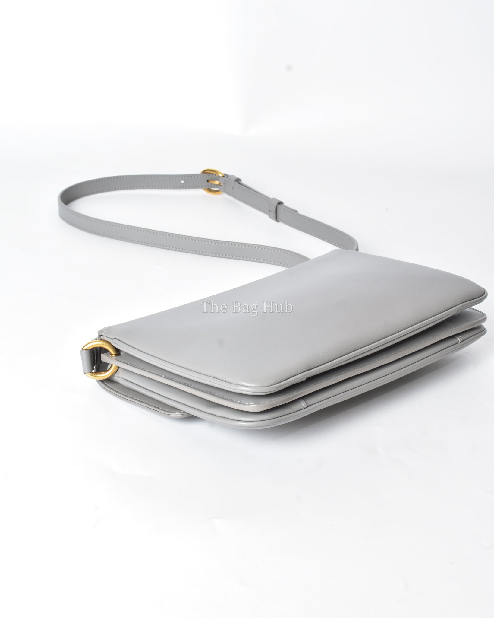 Saint Laurent Gray Leather Le Maillon Crossbody Bag