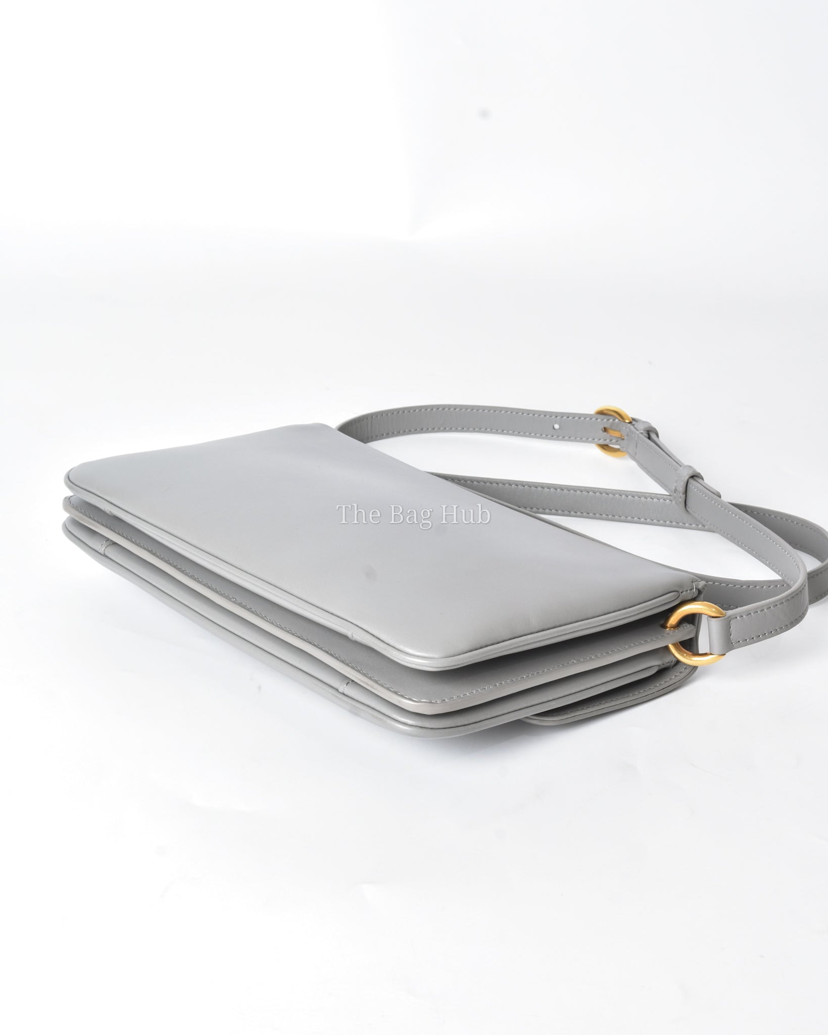 Saint Laurent Gray Leather Le Maillon Crossbody Bag