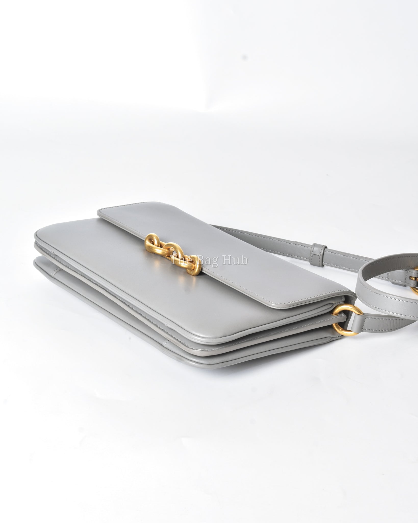 Saint Laurent Gray Leather Le Maillon Crossbody Bag