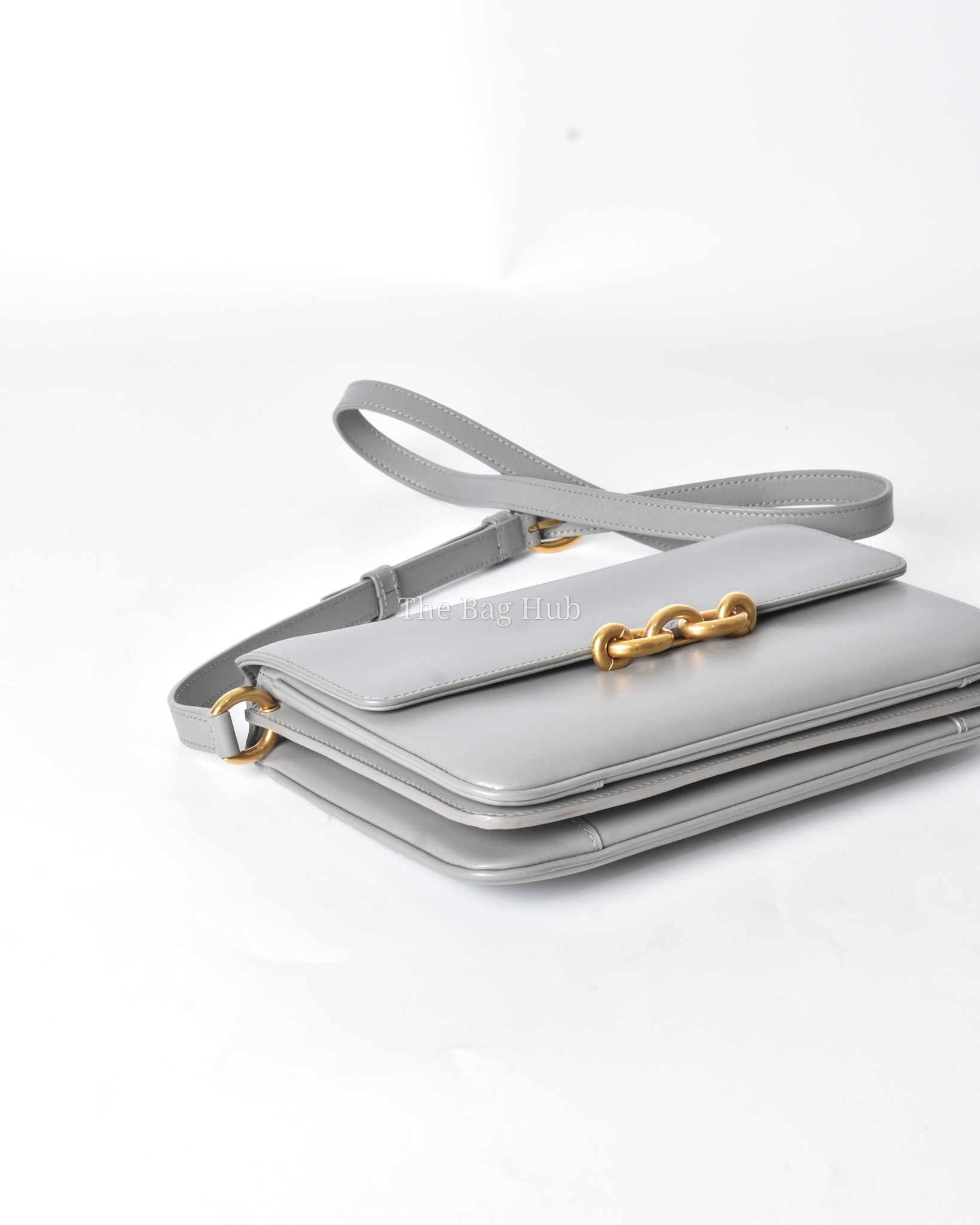 Saint Laurent Gray Leather Le Maillon Crossbody Bag