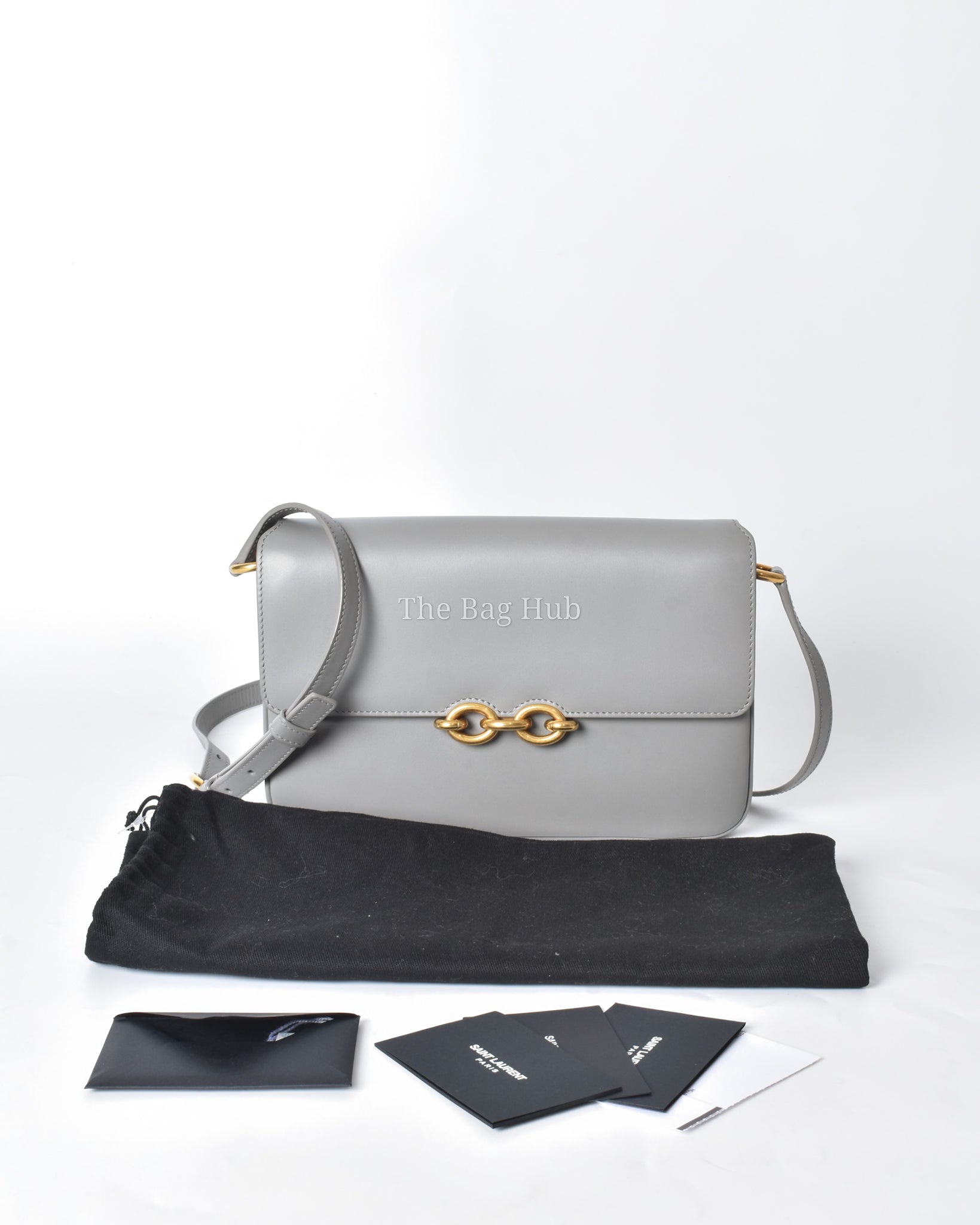Saint Laurent Gray Leather Le Maillon Crossbody Bag