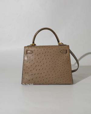 Hermes Gris Tourterelle Vintage Ostrich Kelly 28 Bag GHW-3