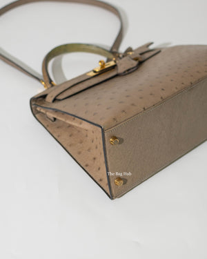 Hermes Gris Tourterelle Vintage Ostrich Kelly 28 Bag GHW-7