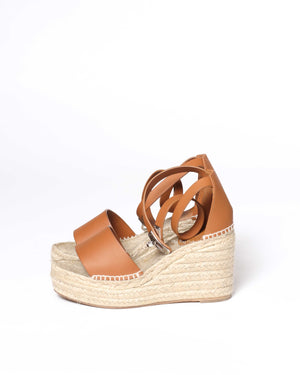 Hermes Tan Tipoli Wedge Espadrille Ankle Strap Size 37-6