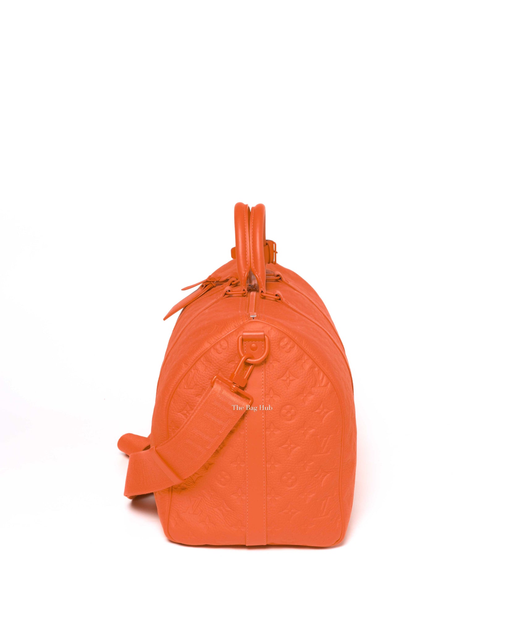 Louis Vuitton Neon Orange Taurillon Monogram Keepall Bandouliere 50 Travel Bag-5