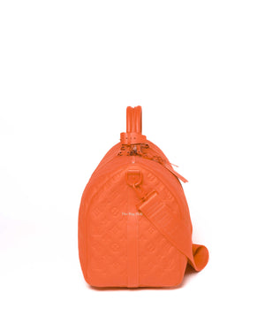 Louis Vuitton Neon Orange Taurillon Monogram Keepall Bandouliere 50 Travel Bag-4