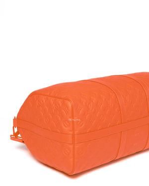 Louis Vuitton Neon Orange Taurillon Monogram Keepall Bandouliere 50 Travel Bag-7