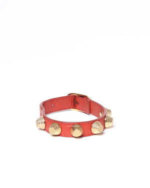 Balenciaga Red Leather Giant Stud 12 Bracelet GHW-2