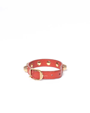 Balenciaga Red Leather Giant Stud 12 Bracelet GHW-4