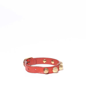 Balenciaga Red Leather Giant Stud 12 Bracelet GHW-5