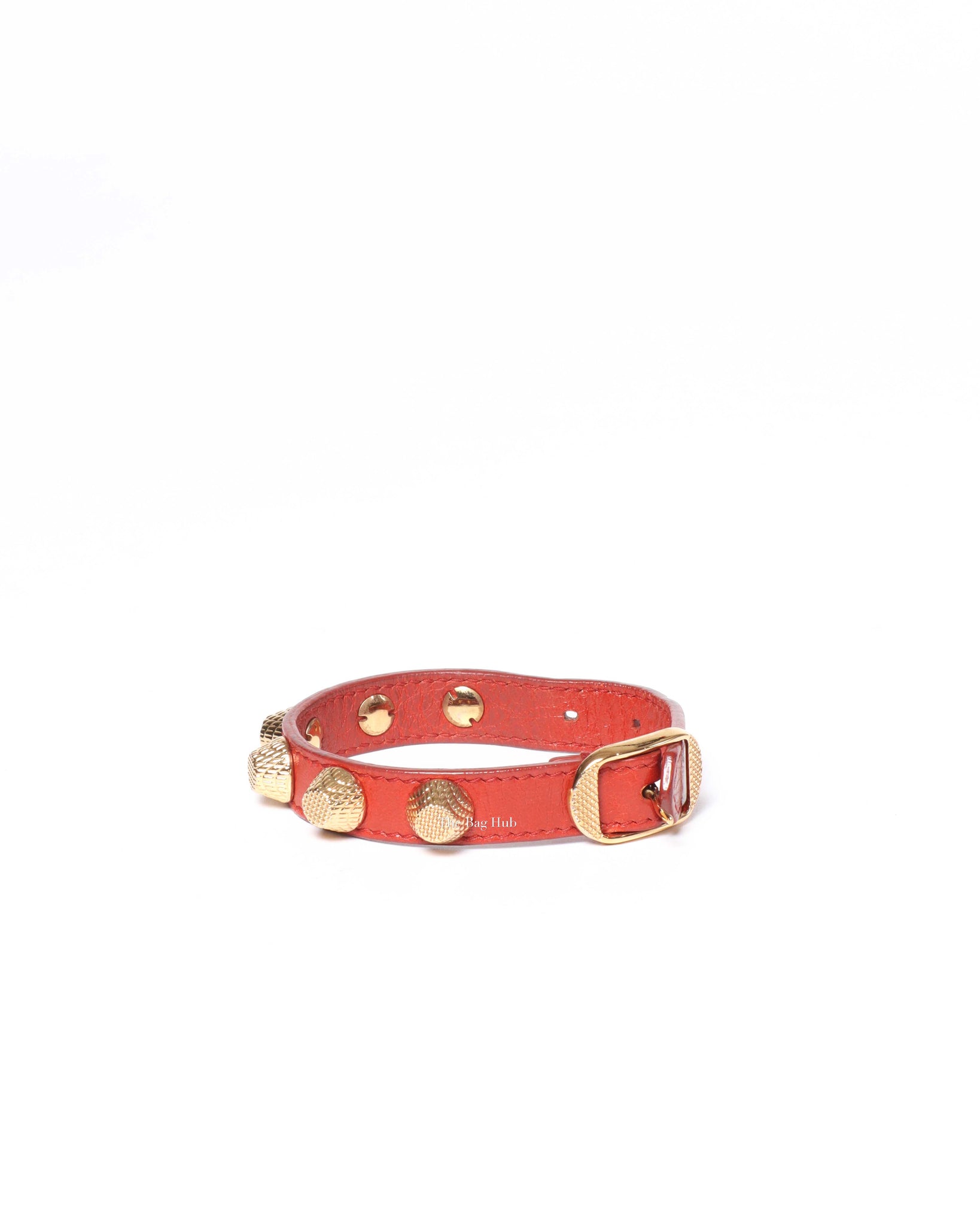Balenciaga Red Leather Giant Stud 12 Bracelet GHW-6