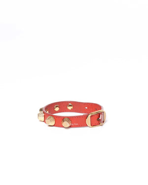 Balenciaga Red Leather Giant Stud 12 Bracelet GHW-6