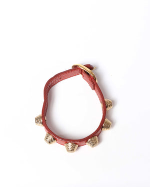 Balenciaga Red Leather Giant Stud 12 Bracelet GHW-3