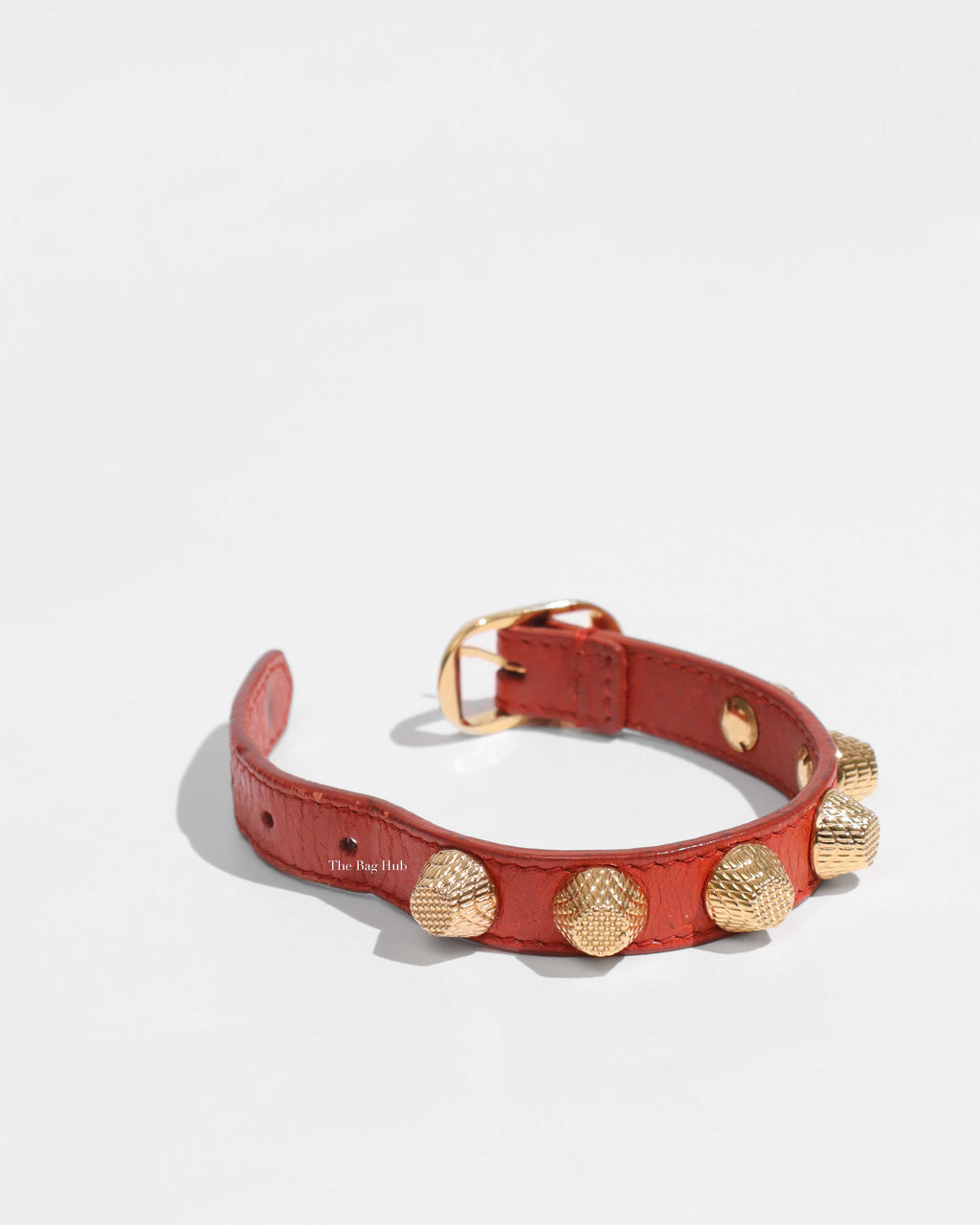 Balenciaga Red Leather Giant Stud 12 Bracelet GHW-1