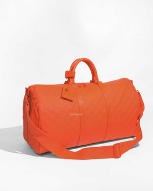 Louis Vuitton Neon Orange Taurillon Monogram Keepall Bandouliere 50 Travel Bag-1