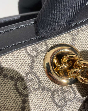 Gucci Beige Ebony/Black GG Supreme Canvas Medium Padlock Chain Tote Bag-16