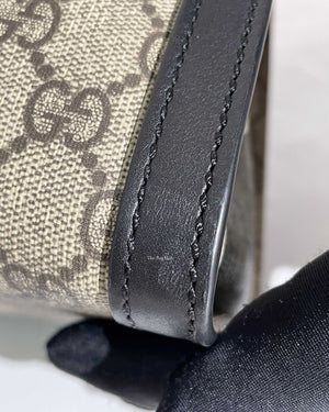 Gucci Beige Ebony/Black GG Supreme Canvas Medium Padlock Chain Tote Bag-17
