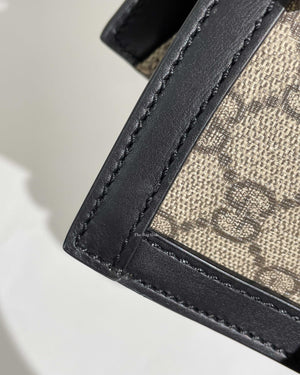 Gucci Beige Ebony/Black GG Supreme Canvas Medium Padlock Chain Tote Bag-18